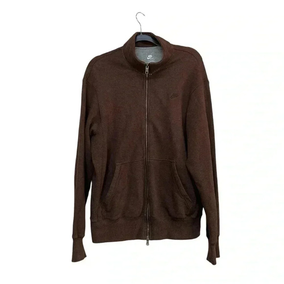VINTAGE Nike Mens Jacket Full Zip Sweatshirt Fleece Sweater Adult Brown Size L - Picture 1 of 6
